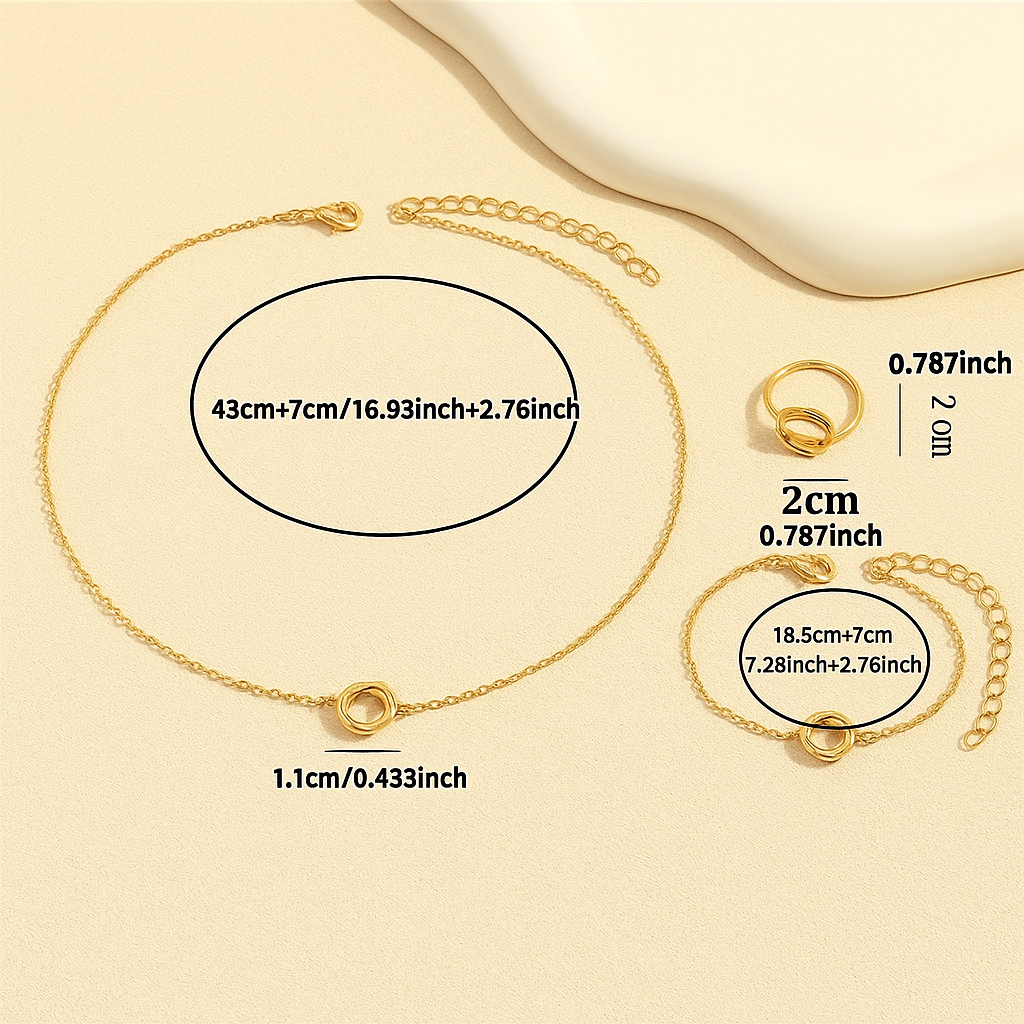 Elegantes 3-teiliges Twisted Flower Circle-Schmuckset
