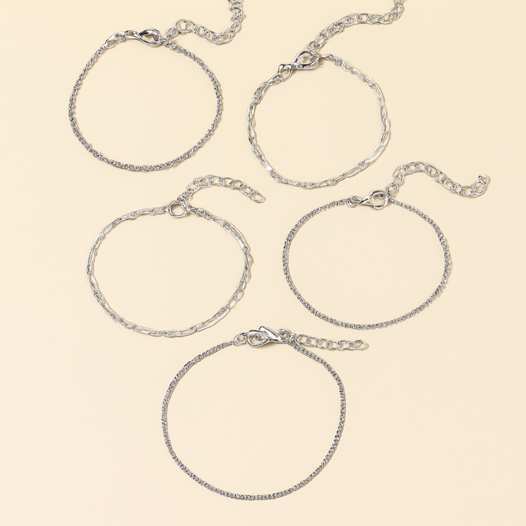 Elegantes & schickes 5-teiliges gold dünnes Kettenarmband-Set