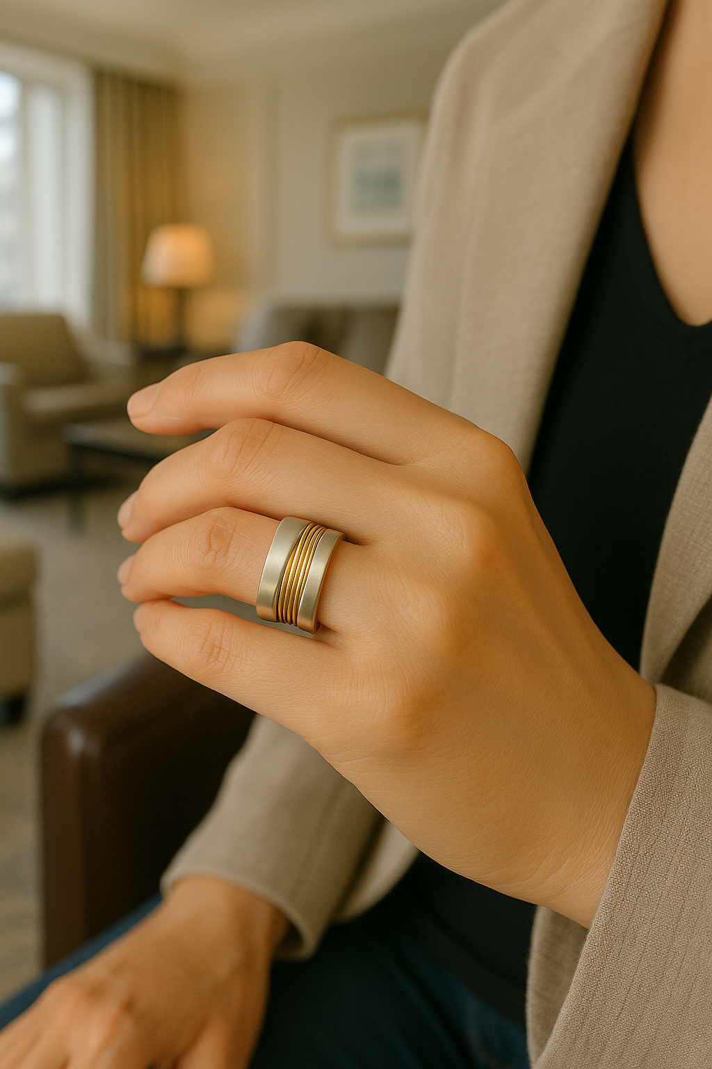 Silberring mit goldenen Fäden