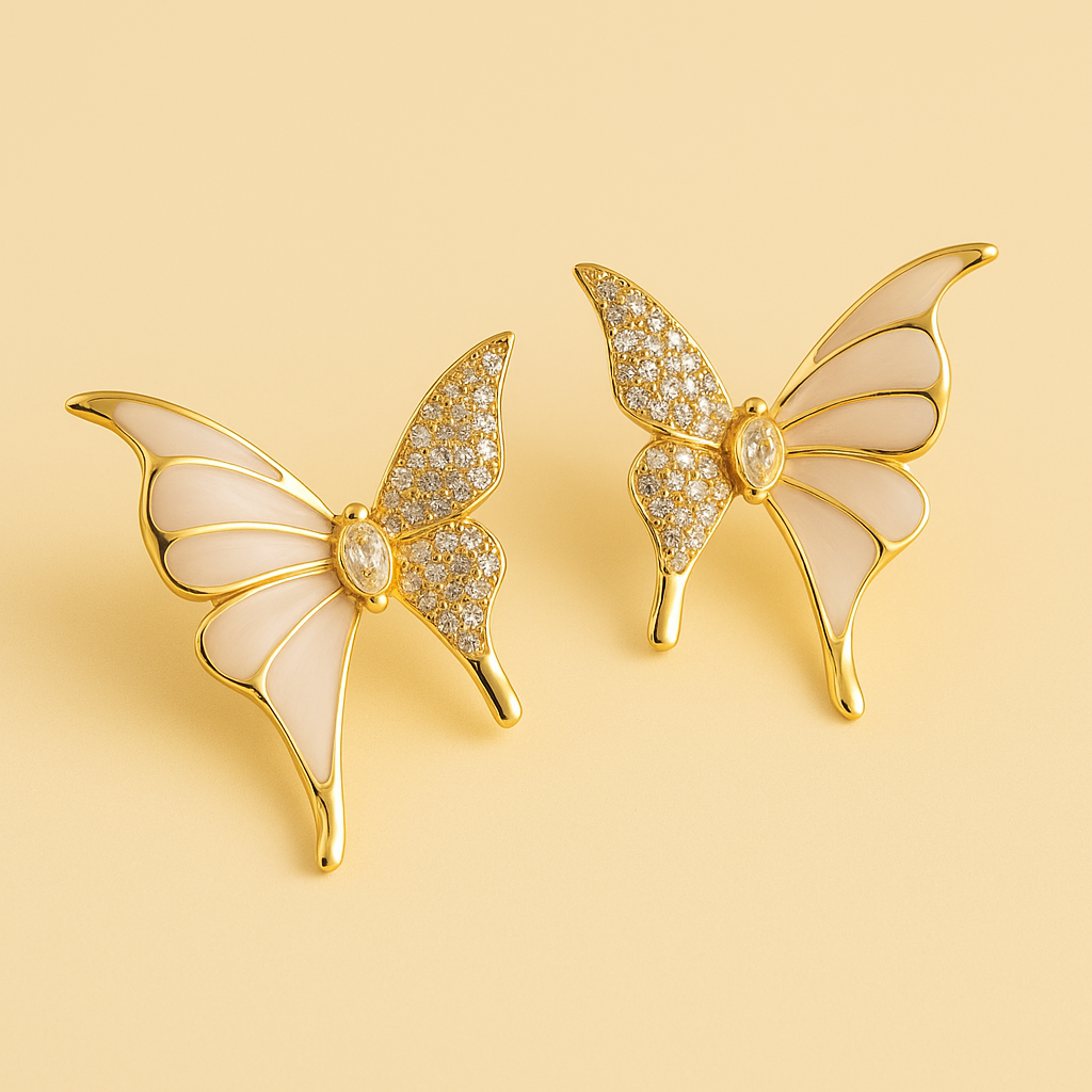 Zarte Schmetterlingsflügel-Ohrstecker mit Steinen