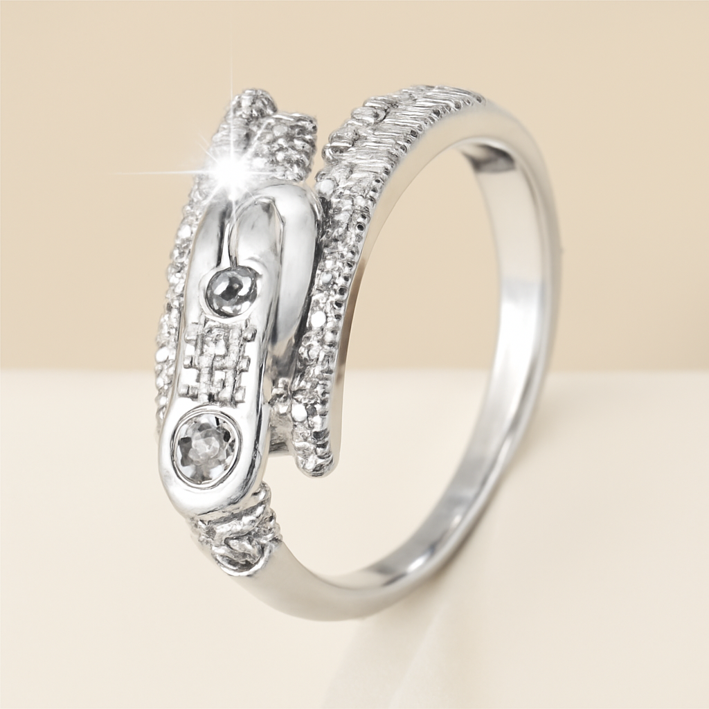 Synthetischer Cubic-Zirkonia-Damenring mit stilvollem Reißverschluss-Design