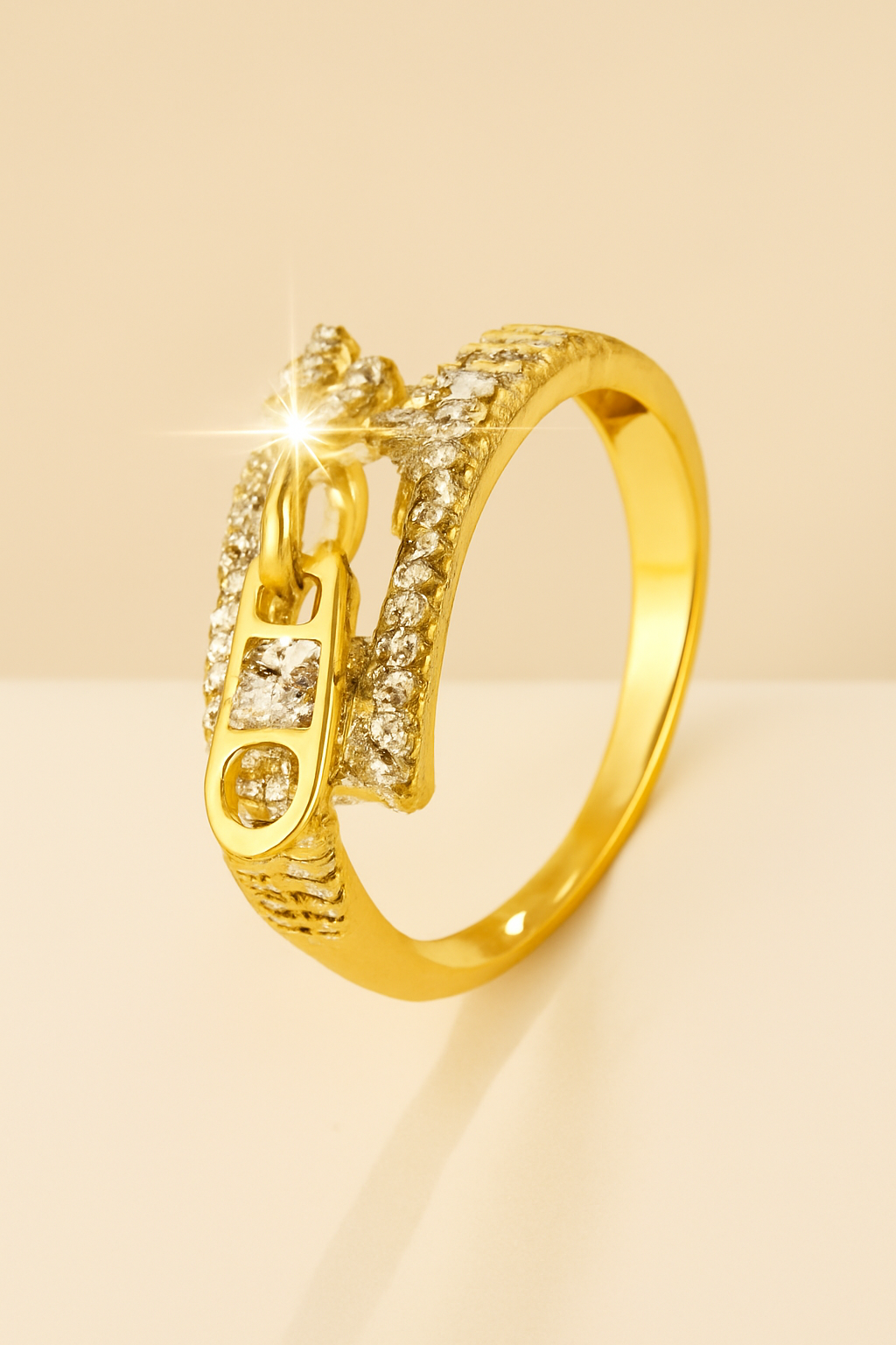 Synthetischer Cubic-Zirkonia-Damenring mit stilvollem Reißverschluss-Design