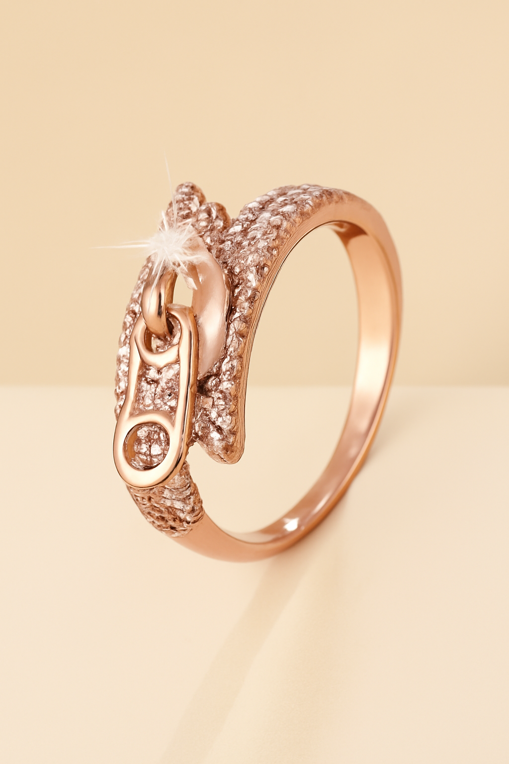 Synthetischer Cubic-Zirkonia-Damenring mit stilvollem Reißverschluss-Design