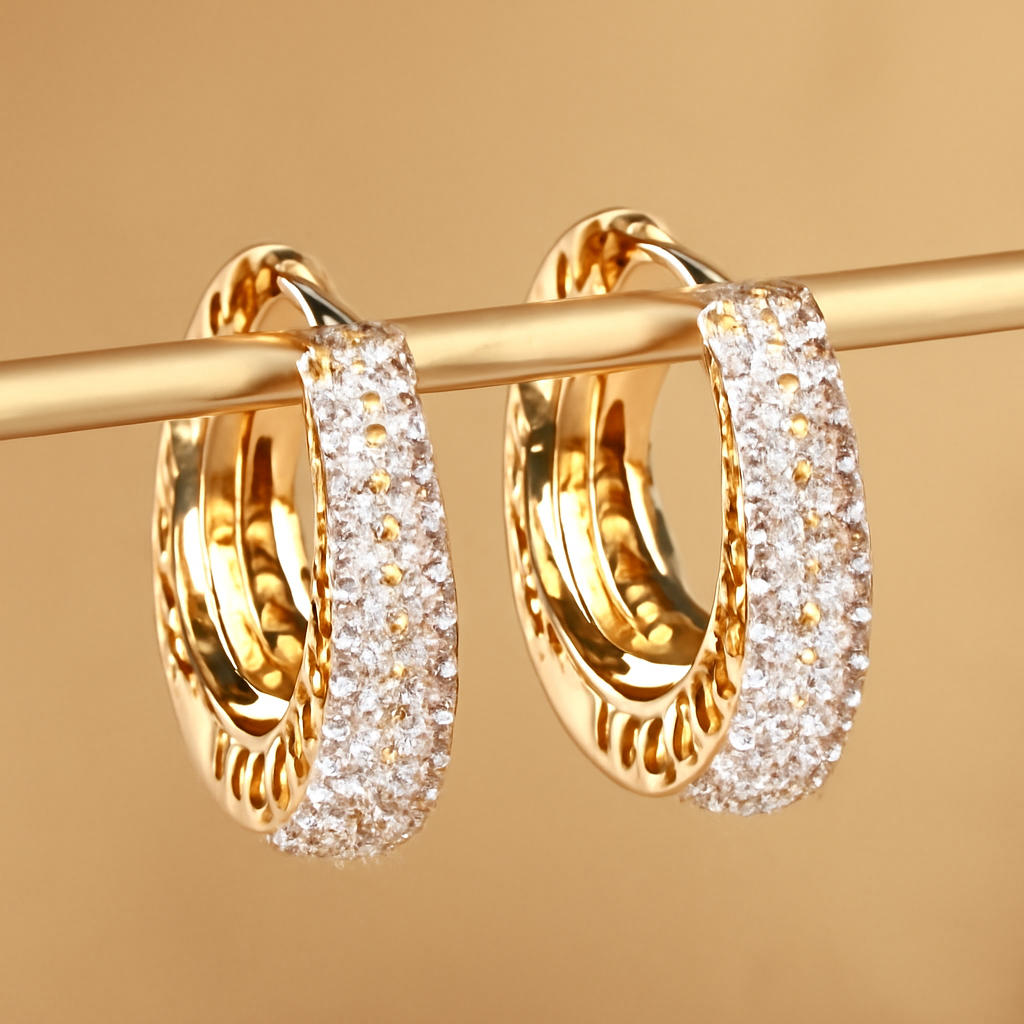 Elegante Zirkonia-Creolen mit Pave für Frauen