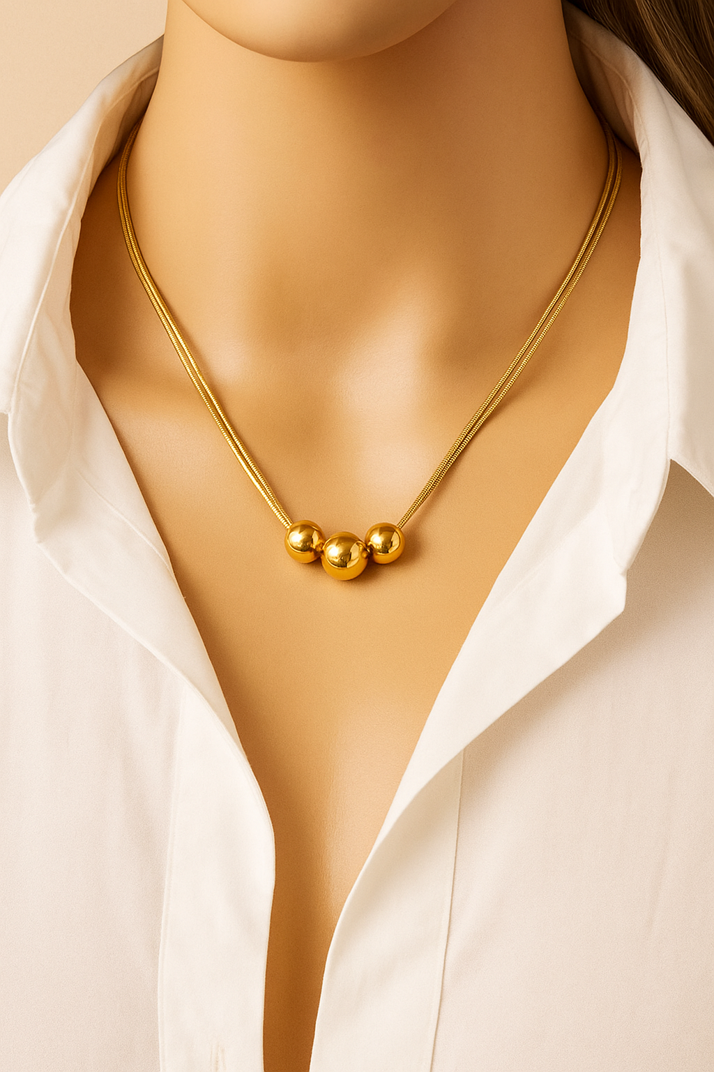 Fein geschichtete Perlenkette - zarter Schlüsselbein-Look