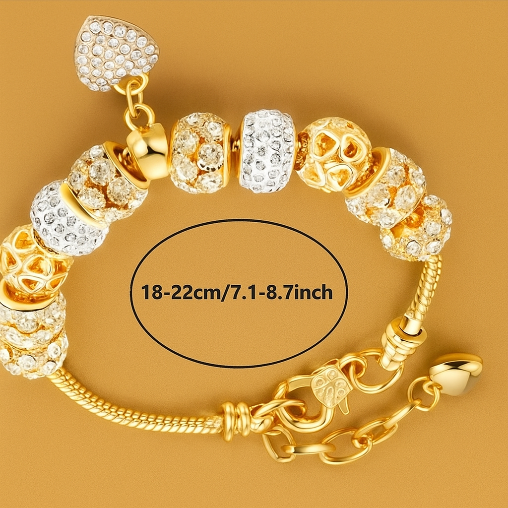 Gold Perlenarmband mit Herz-Anhänger