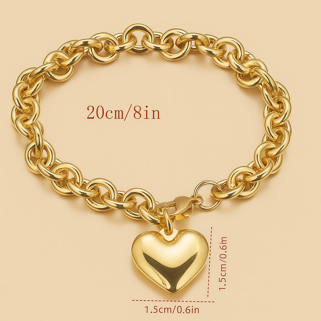 Schickes Herz-Anhänger-Armband - Gold