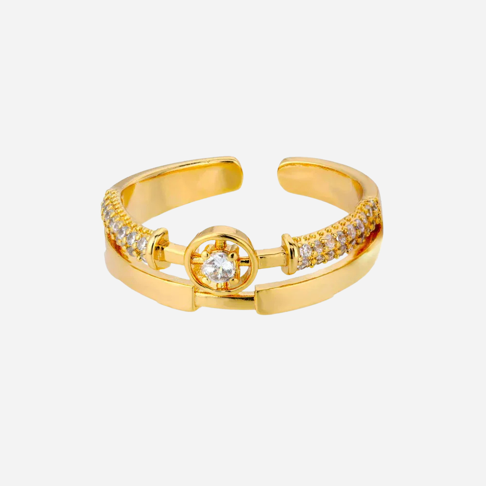 Daisy | Verstellbarer Stern Ring in Gold Zirkon