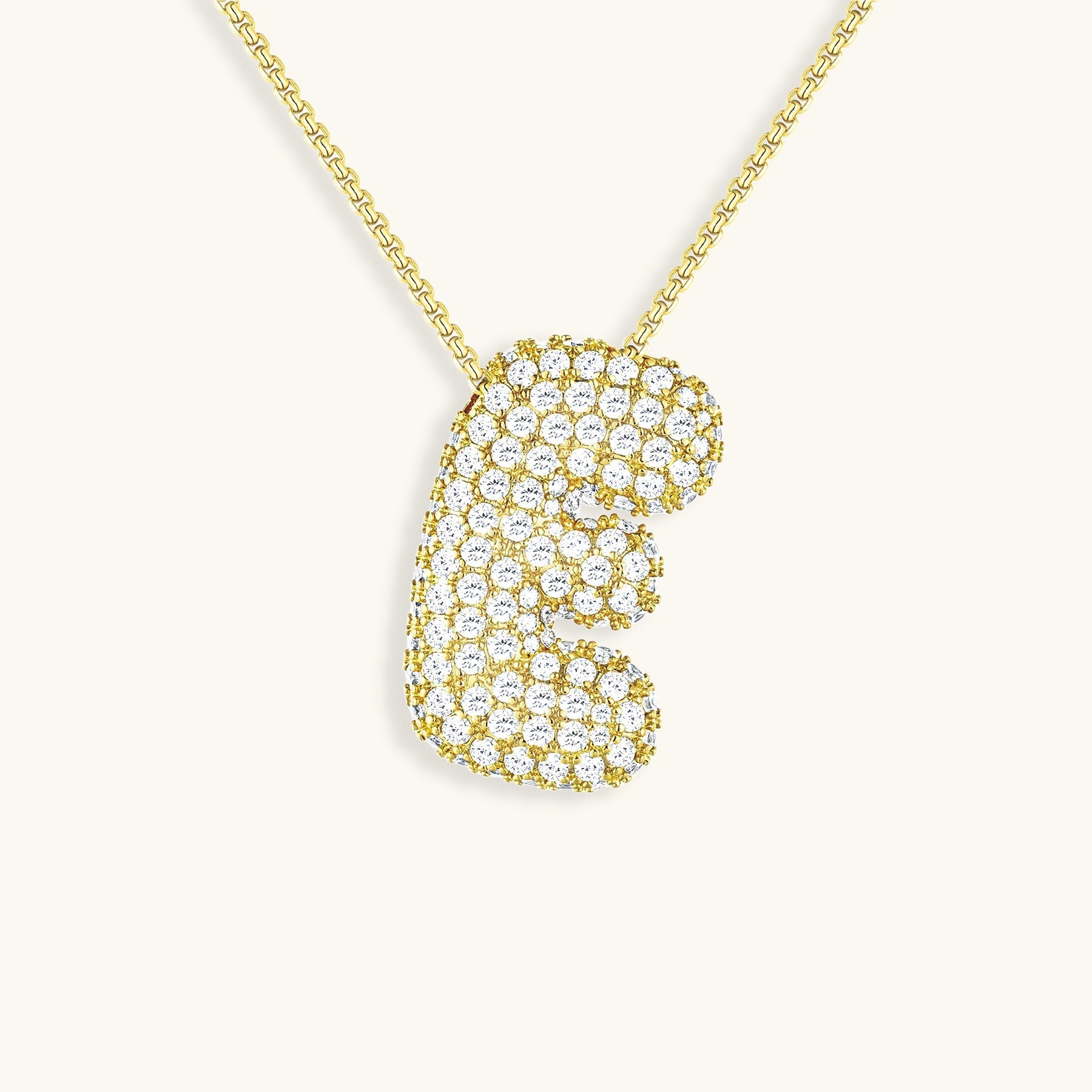 Bubble Initial Diamond Halskette
