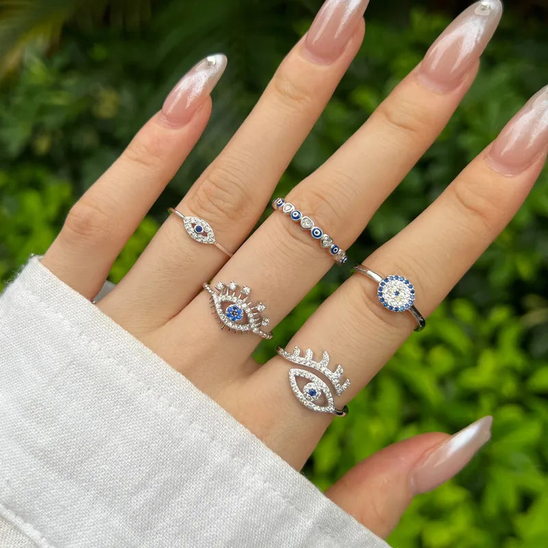 Hannah Evil Eye Ring - Silber und Zirkon