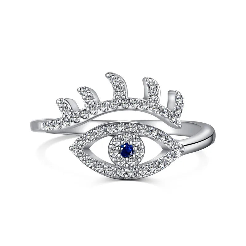 Hannah Evil Eye Ring - Silber und Zirkon