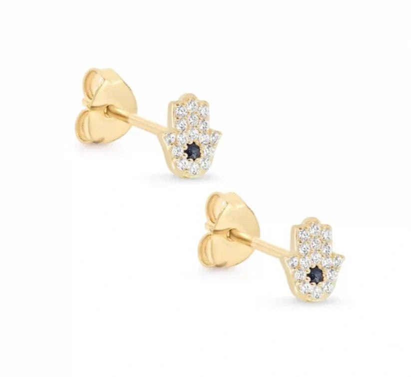 Harriet Hamsa Kleine Ohrstecker in Gold - Silber