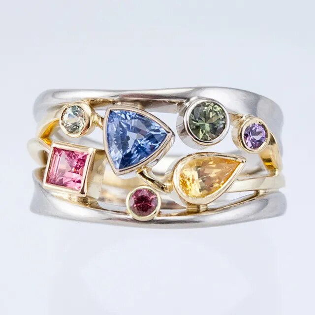 Vintage-Ring mit mehrfarbigen Zirkonia