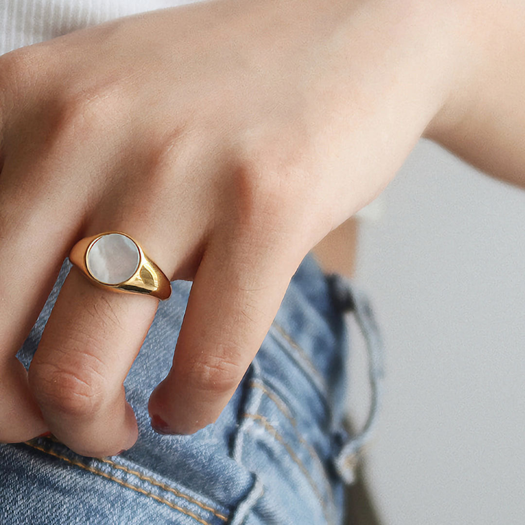 Perlmutt Gold Ring