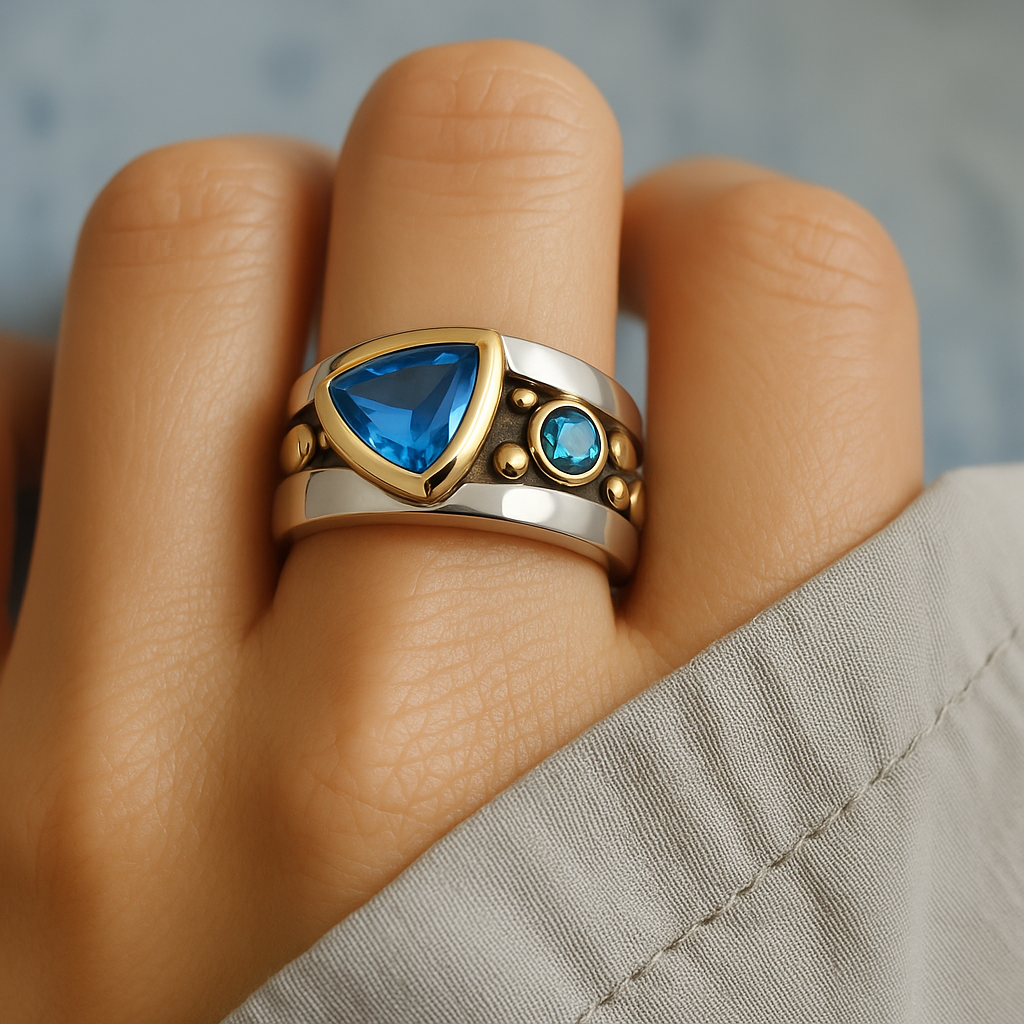 Vintage-Ring mit blauem Kristall