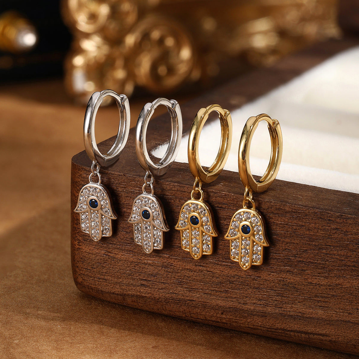 Batya Hamsaringe in Gold - Silber