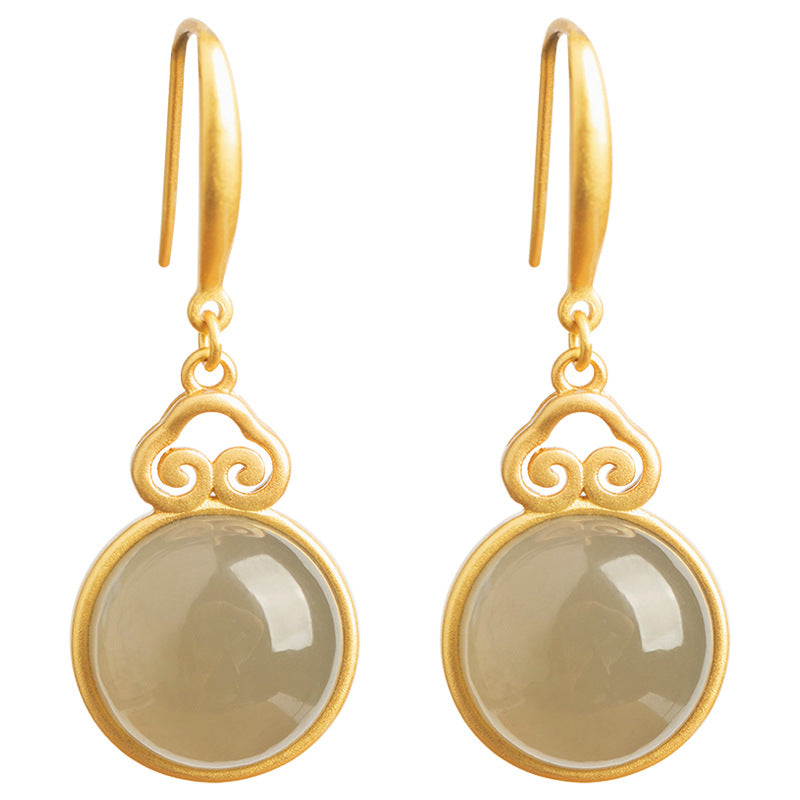 Vintage-Ohrringe mit grünem Mondstein