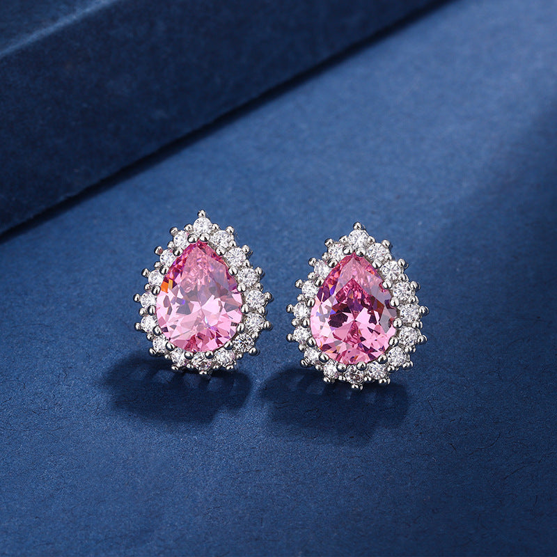 Aria Teardrop Pink Set | Weißgold