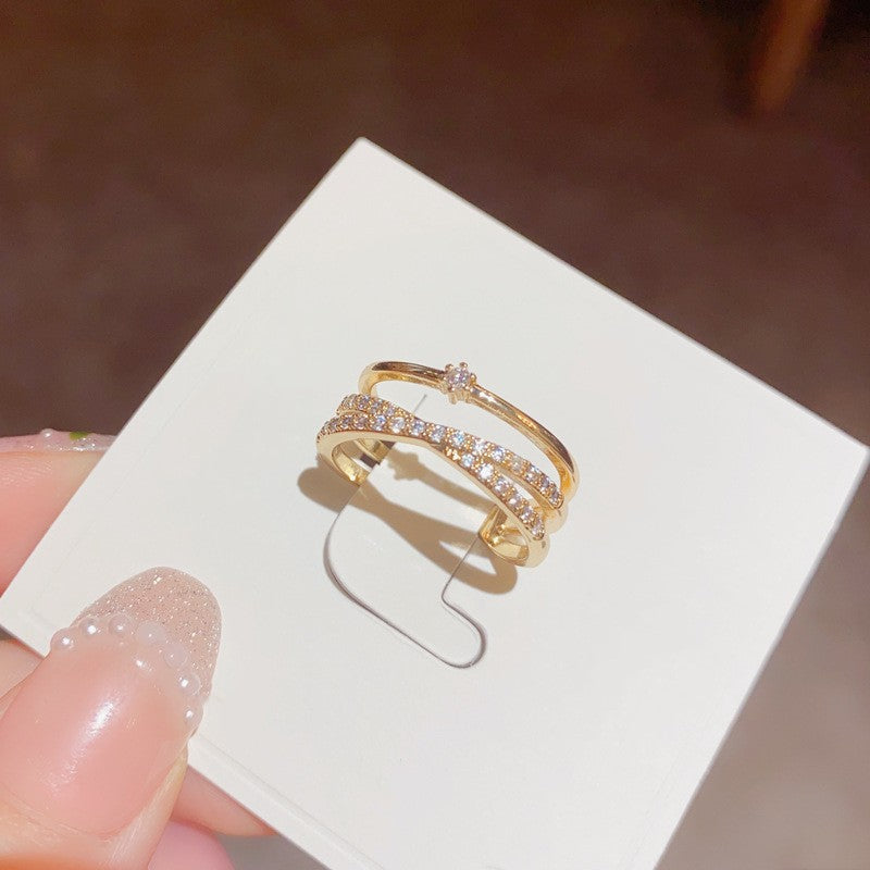 Kreuz Lagen Zarte Zirkonia Ring