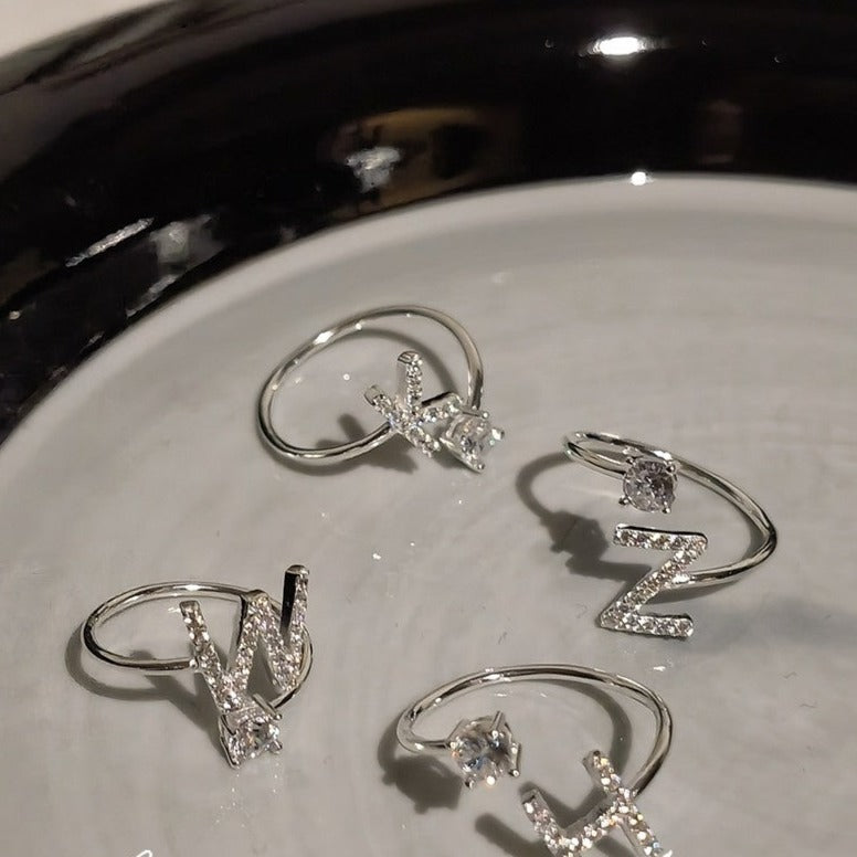 Zirkonia Buchstabenring aus Silber