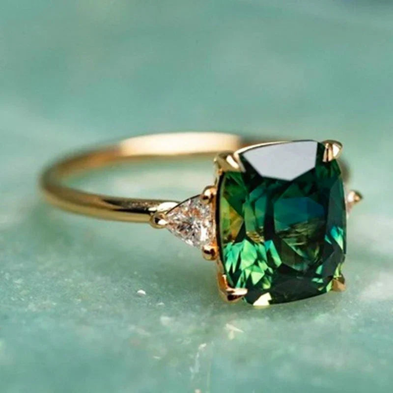 Josephine | Gold Ring mit grünem Zirkon