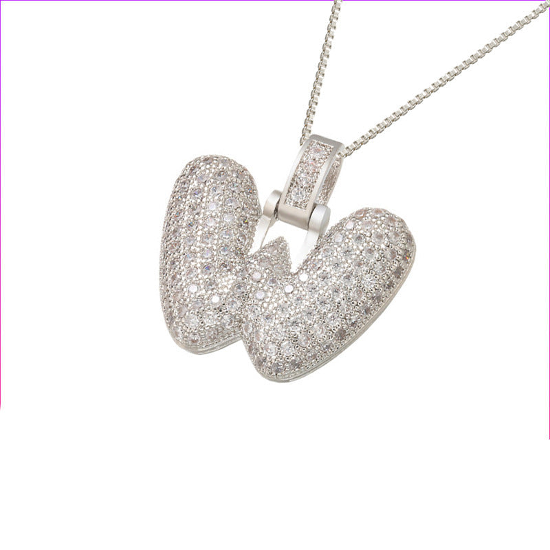 Halskette mit Pavé-Bubble-Initiale