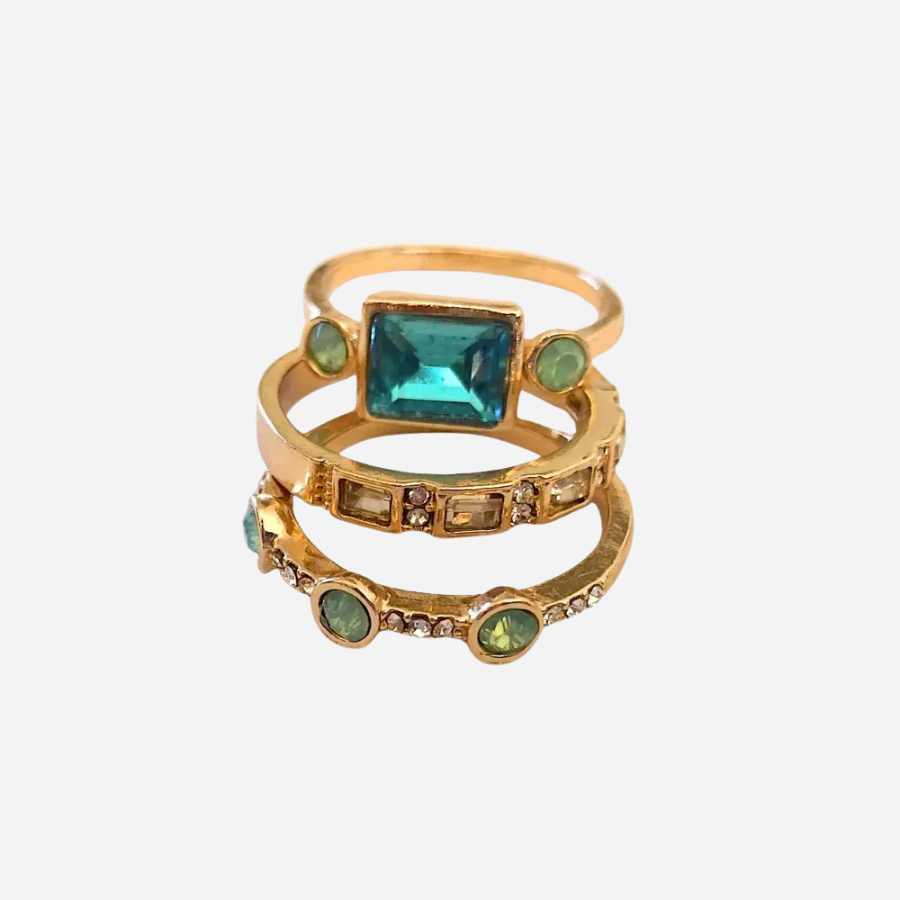 Yasmine | Vintage Blau Kristall Ring Set