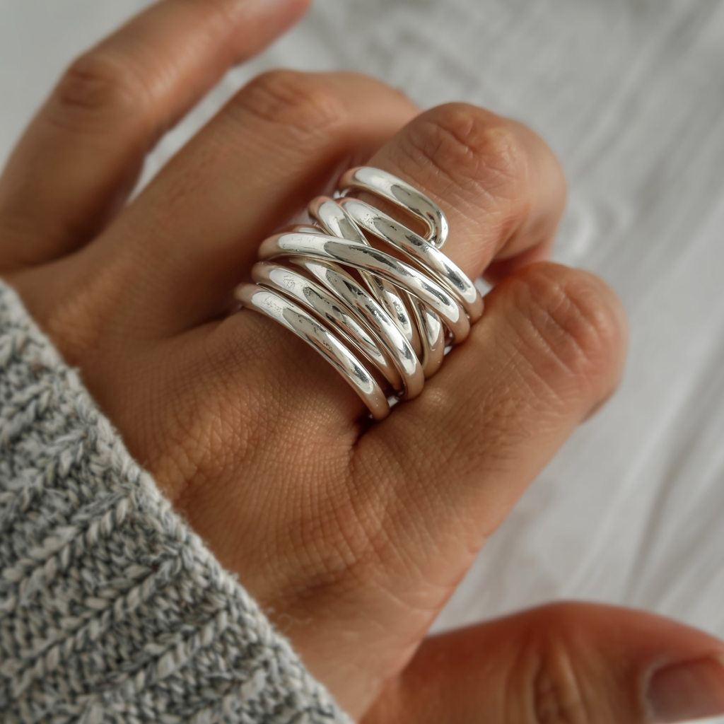 Bliss – Vintage-Ring aus Silber mit breiter Schichtoptik