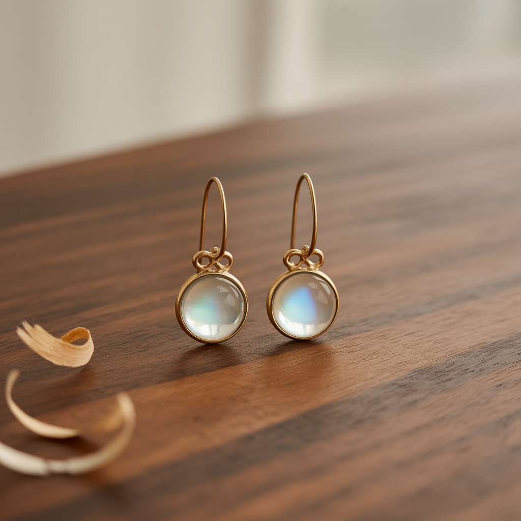 Vintage-Ohrringe mit grünem Mondstein