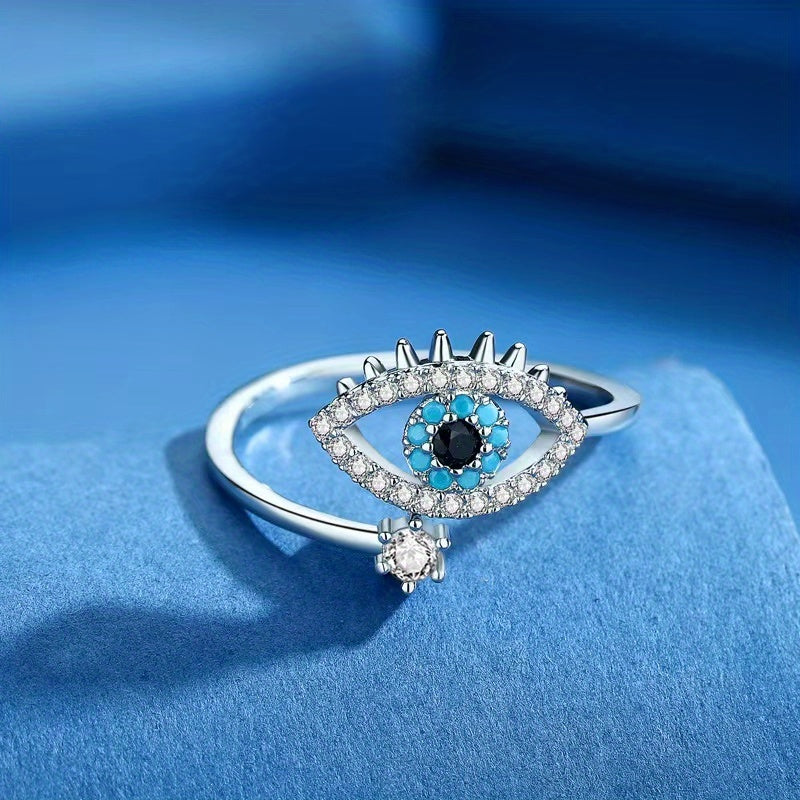 Himmelsauge Blauer Edelstein-Akzent-Ring für Glück & Stil