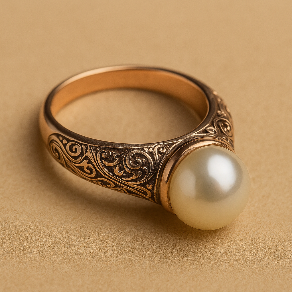 Vergoldeter Vintage-Ring mit Perle