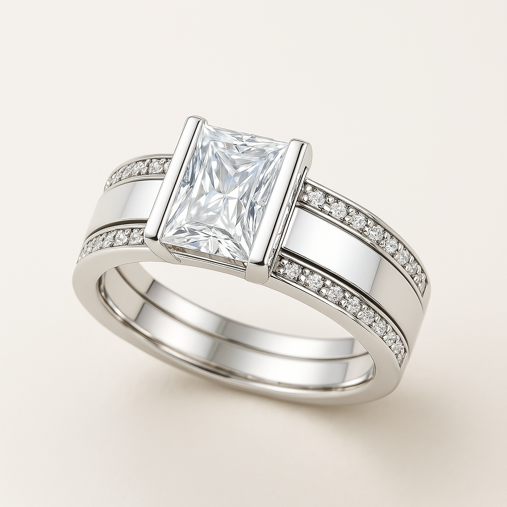 Vintage-Ring mit eingelegtem Glas