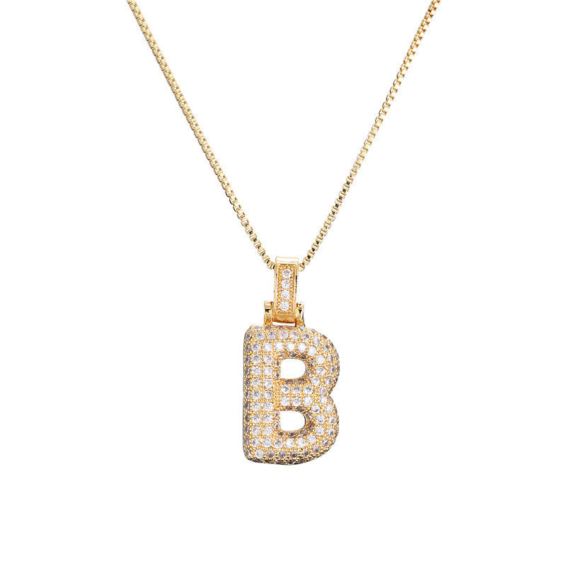 Halskette mit Pavé-Bubble-Initiale
