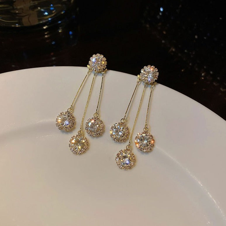 Zirkonia Trifecta Vergoldete Ohrringe