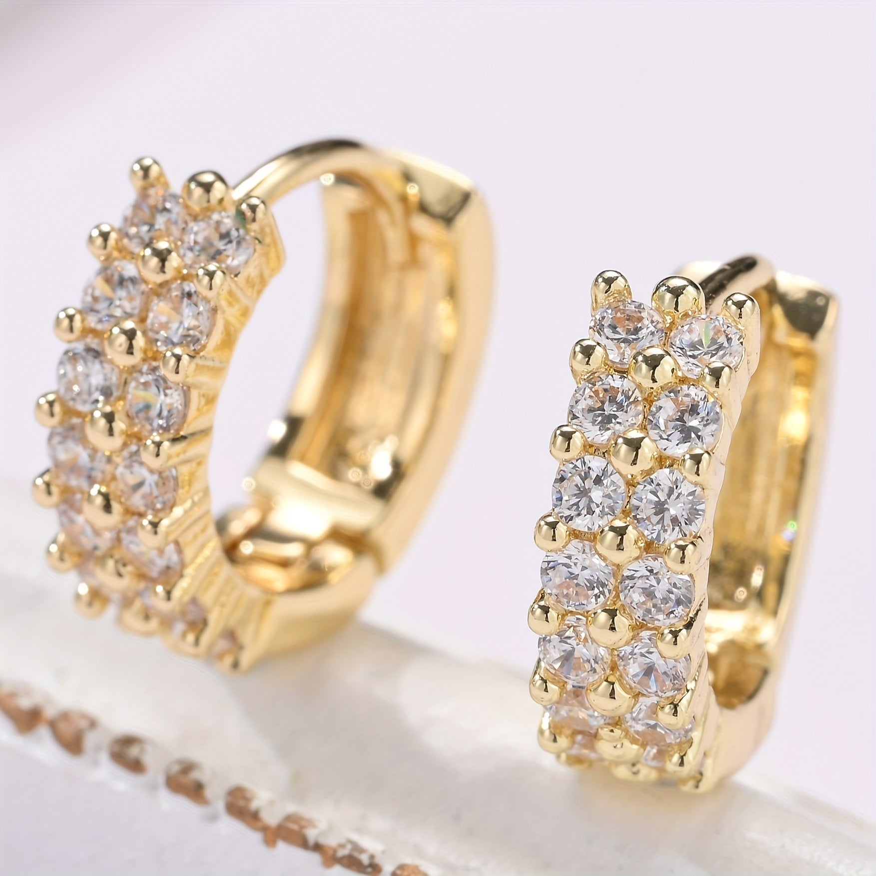 Goldene Duo Hoops Ohrringe Plated Sparkle Zirkonia Ohrringe