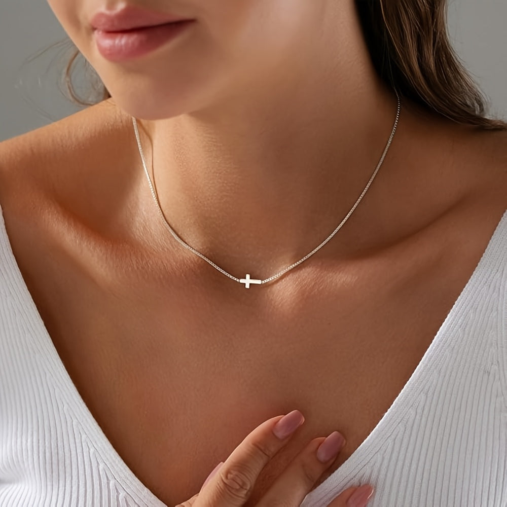 Lai Fine Cross Choker Halskette - Minimalistische Gold Farbe