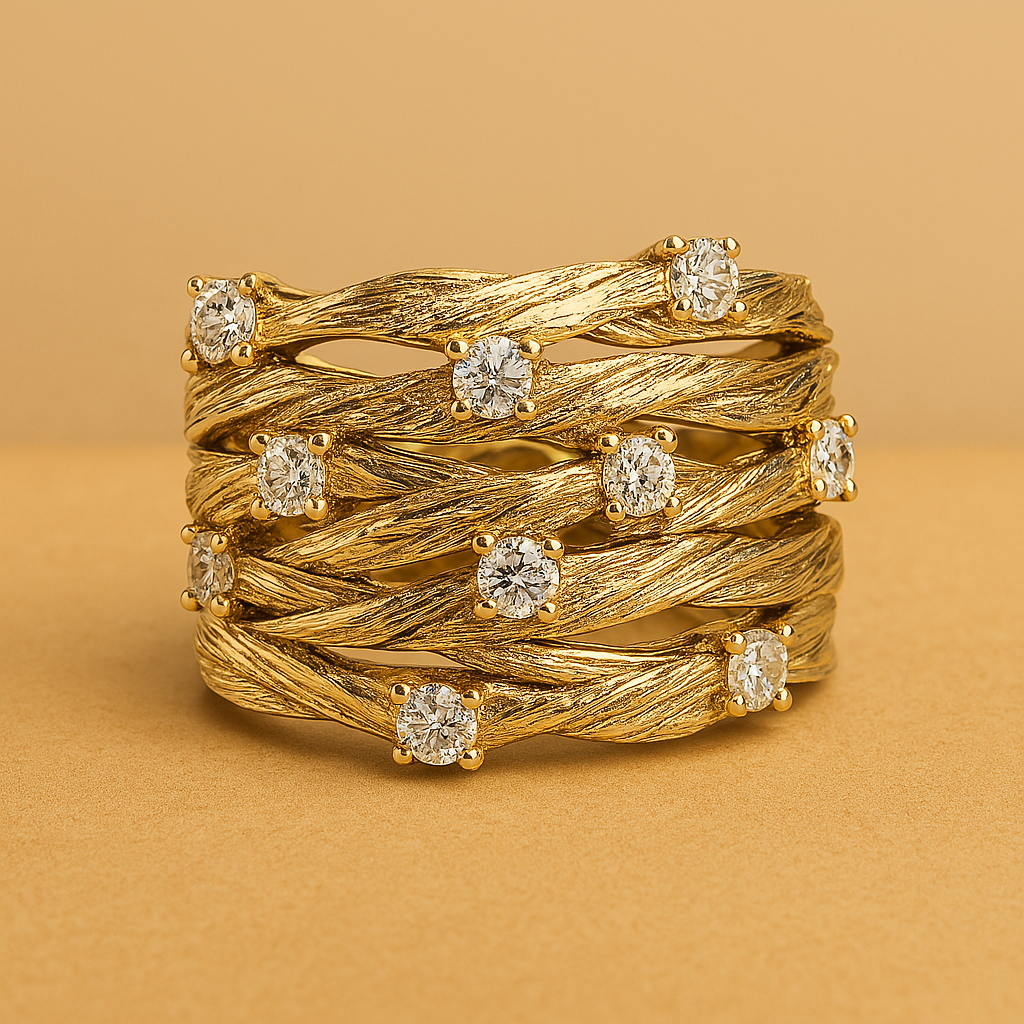 Vergoldeter Vintage-Ring mit Zirkonia