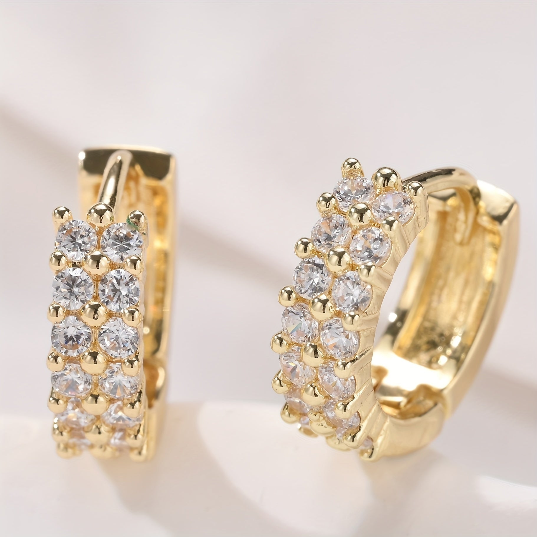 Goldene Duo Hoops Ohrringe Plated Sparkle Zirkonia Ohrringe
