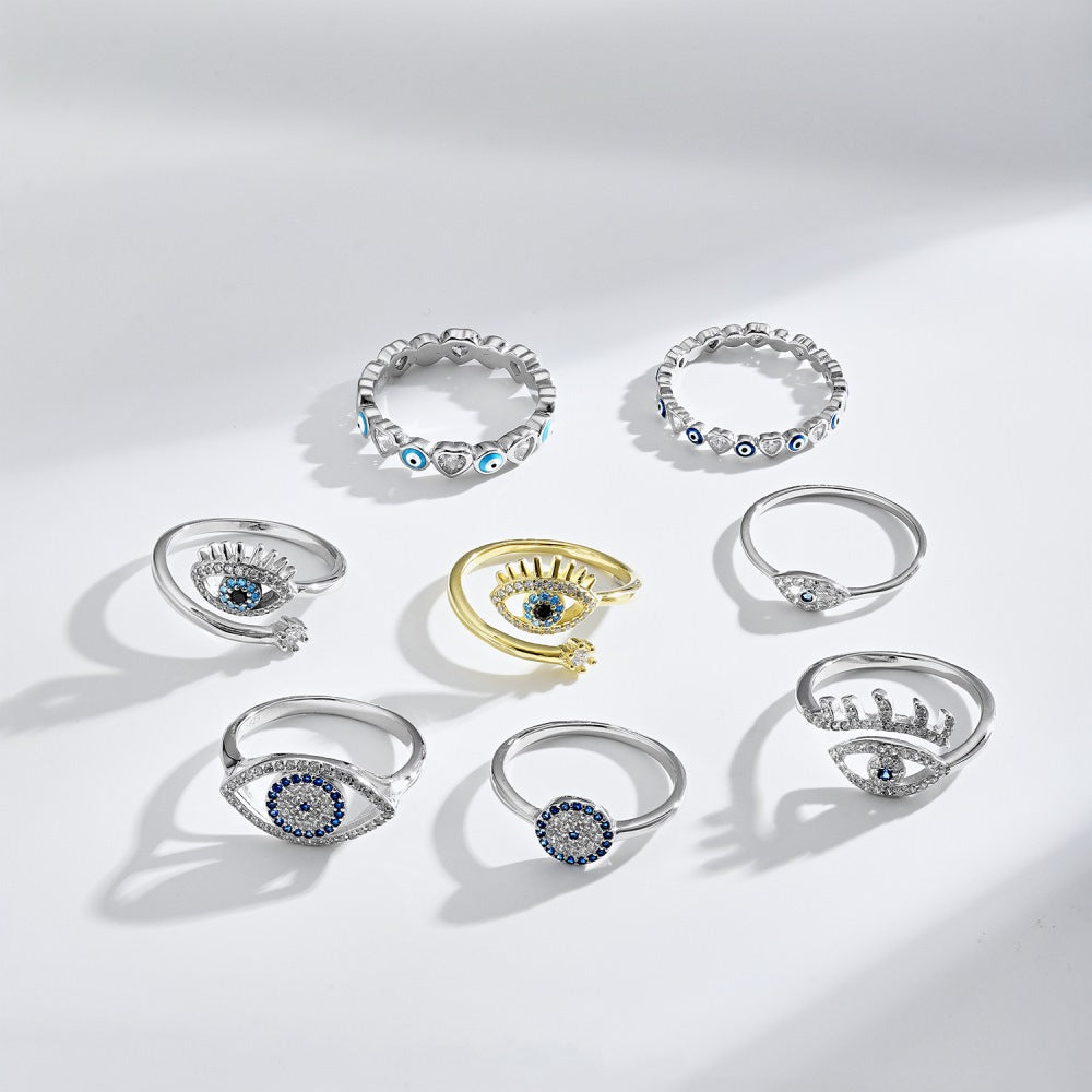 Hannah Evil Eye Ring - Silber und Zirkon