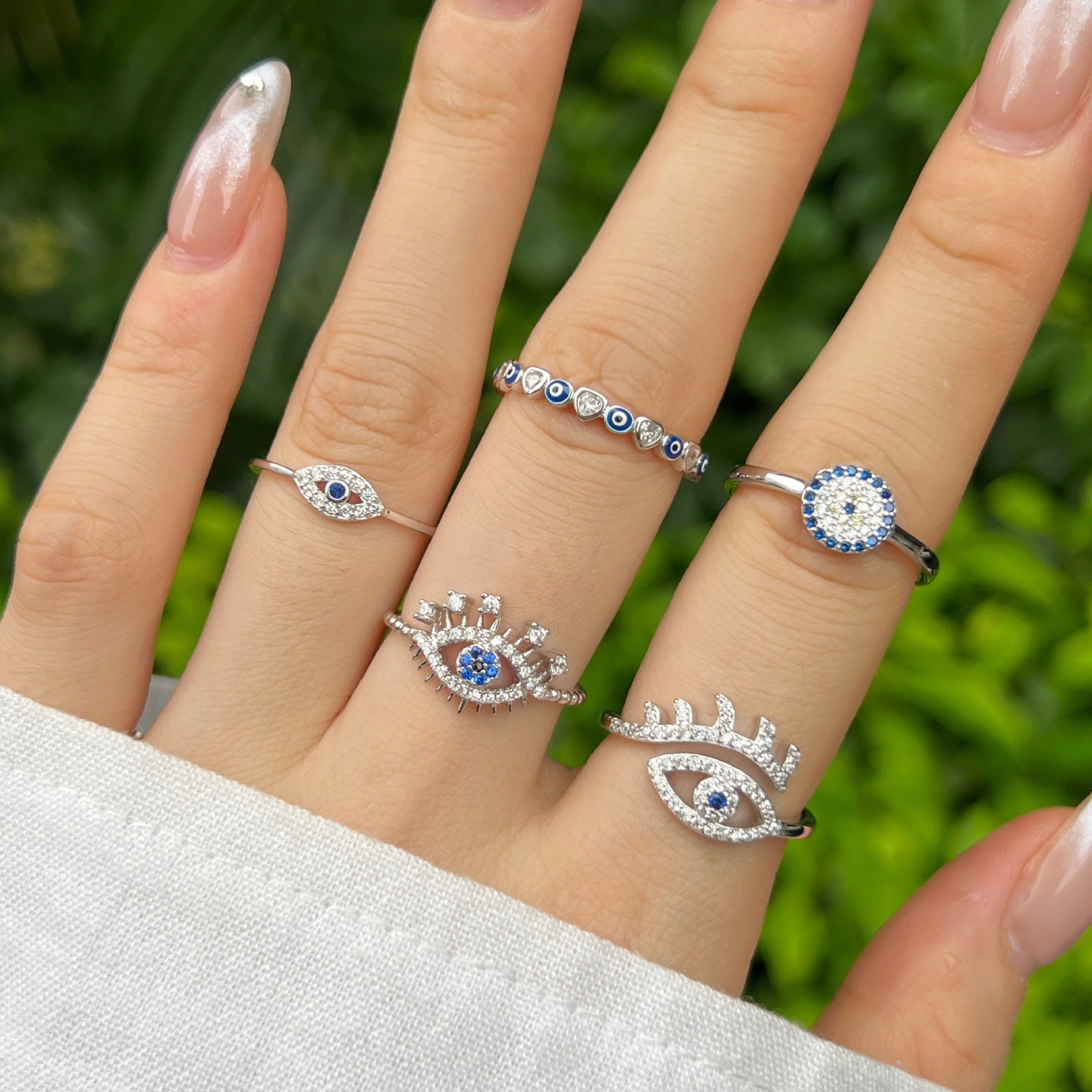 Hannah Evil Eye Ring - Silber und Zirkon