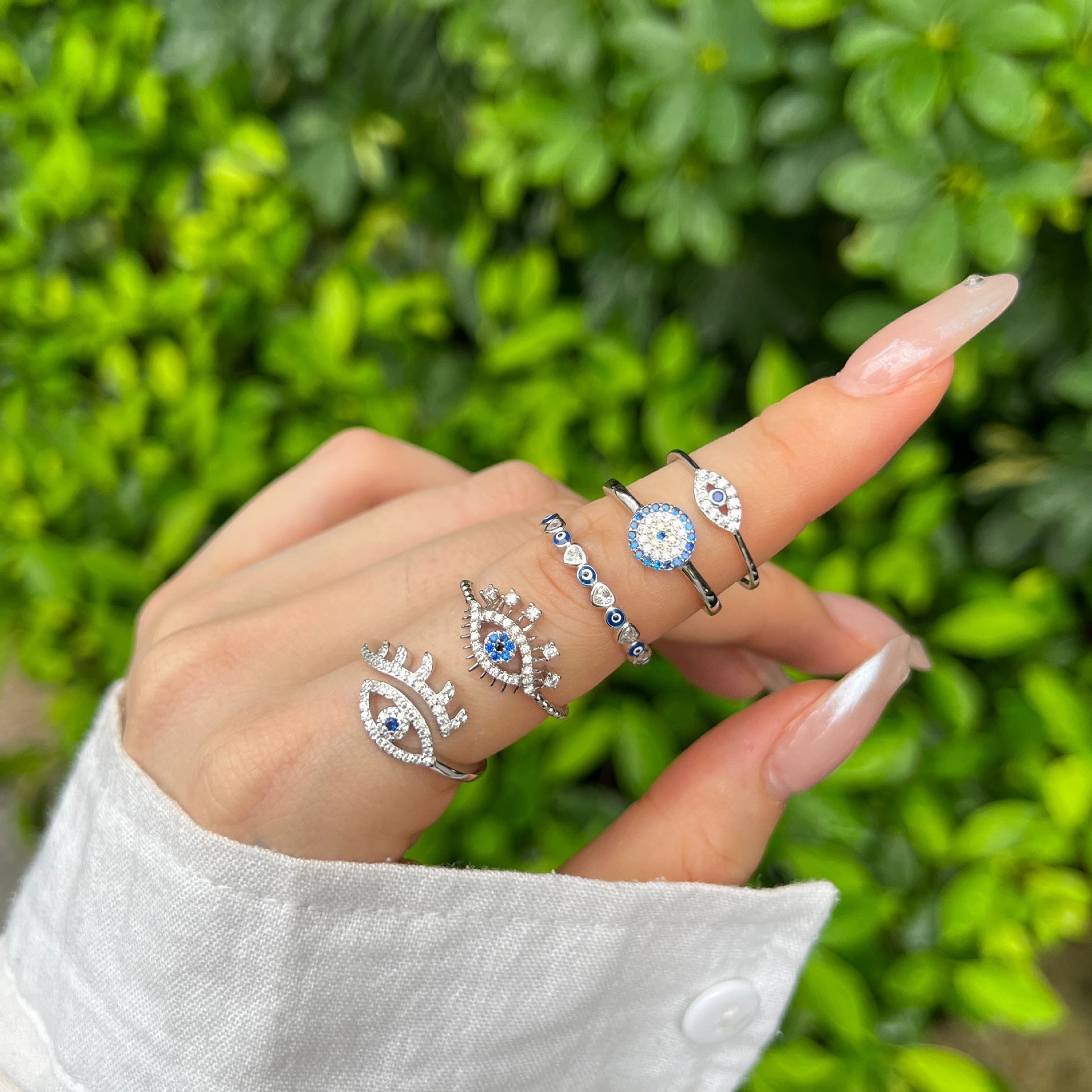 Hannah Evil Eye Ring - Silber und Zirkon