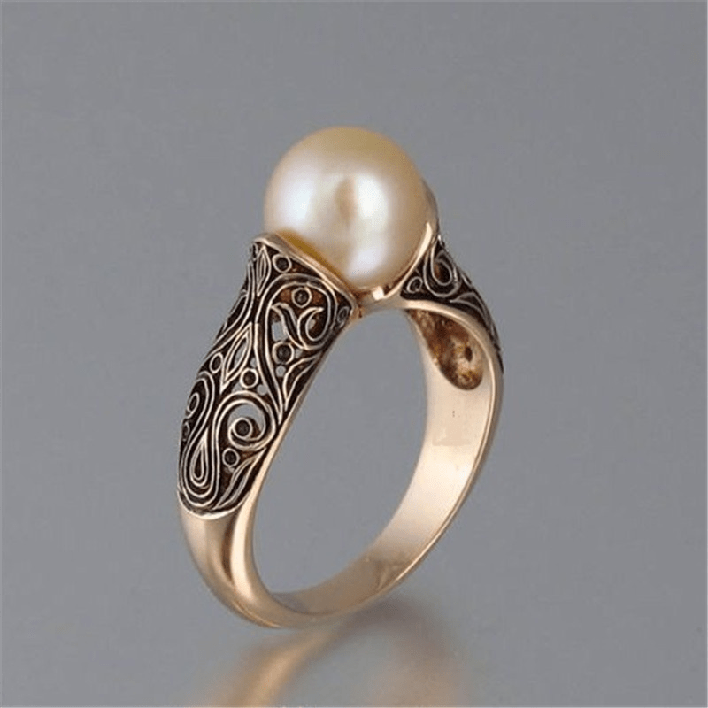 Vergoldeter Vintage-Ring mit Perle