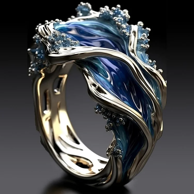 Vintage-Ring in Goldoptik mit wellenförmigem Muster