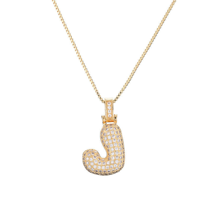 Halskette mit Pavé-Bubble-Initiale