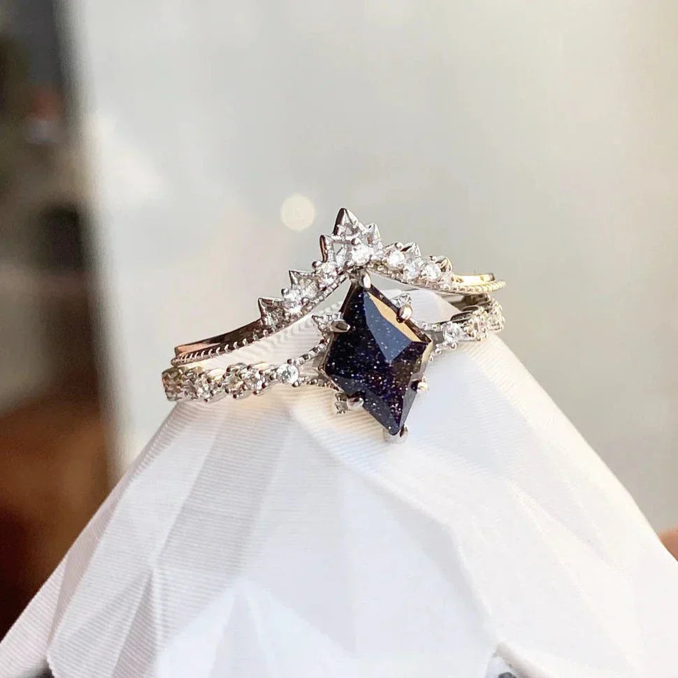 Sternennacht-Ring-Set – Verstellbares Himmlisches Design