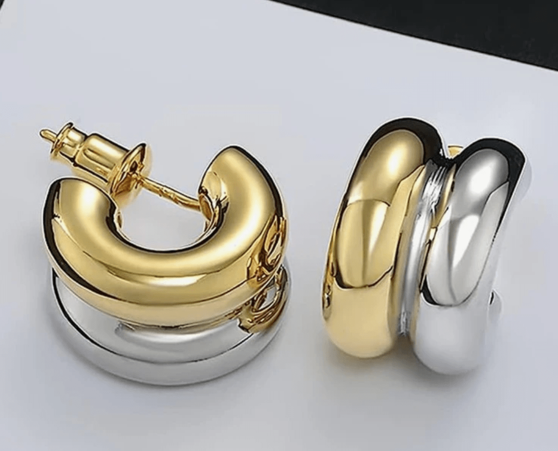 Madeline Zweifarbige Ohrringe | Vergoldet