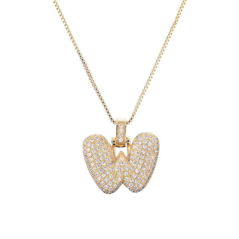 Halskette mit Pavé-Bubble-Initiale
