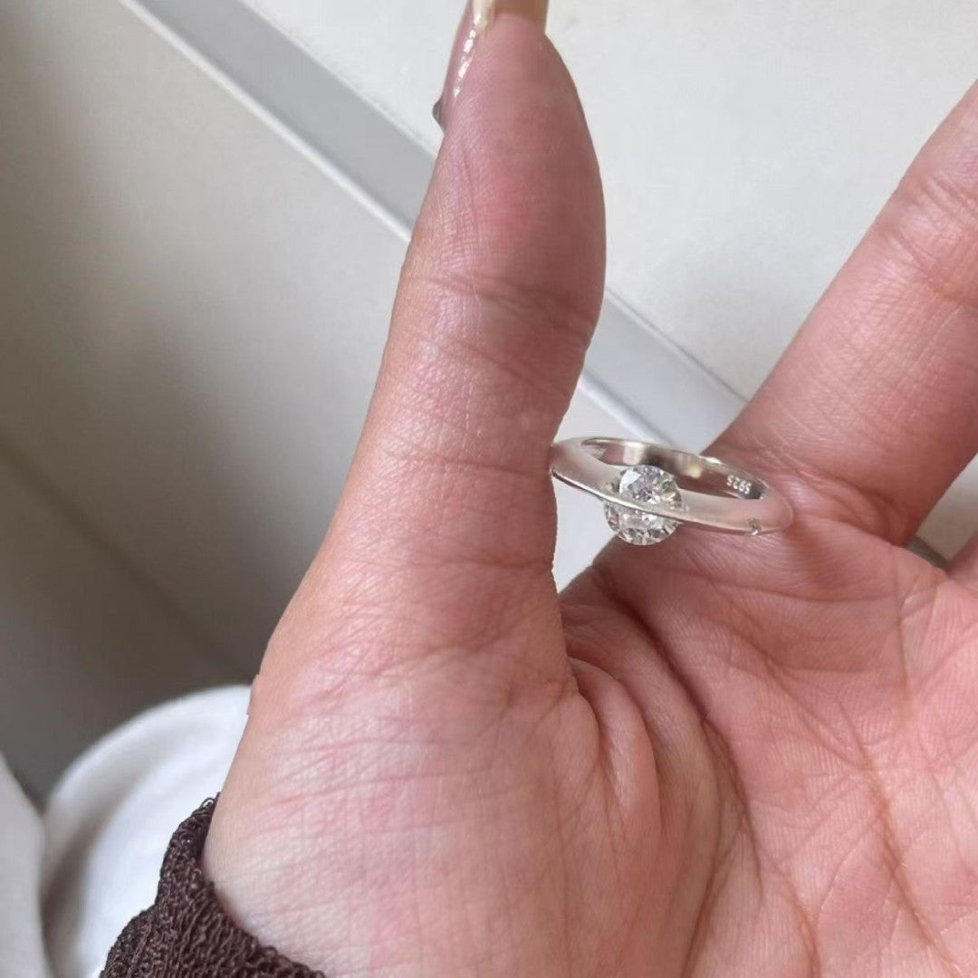 Stellar Rotierender Diamantring aus Silber – Für Sie & Ihn