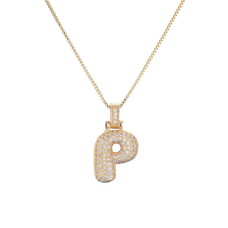Halskette mit Pavé-Bubble-Initiale