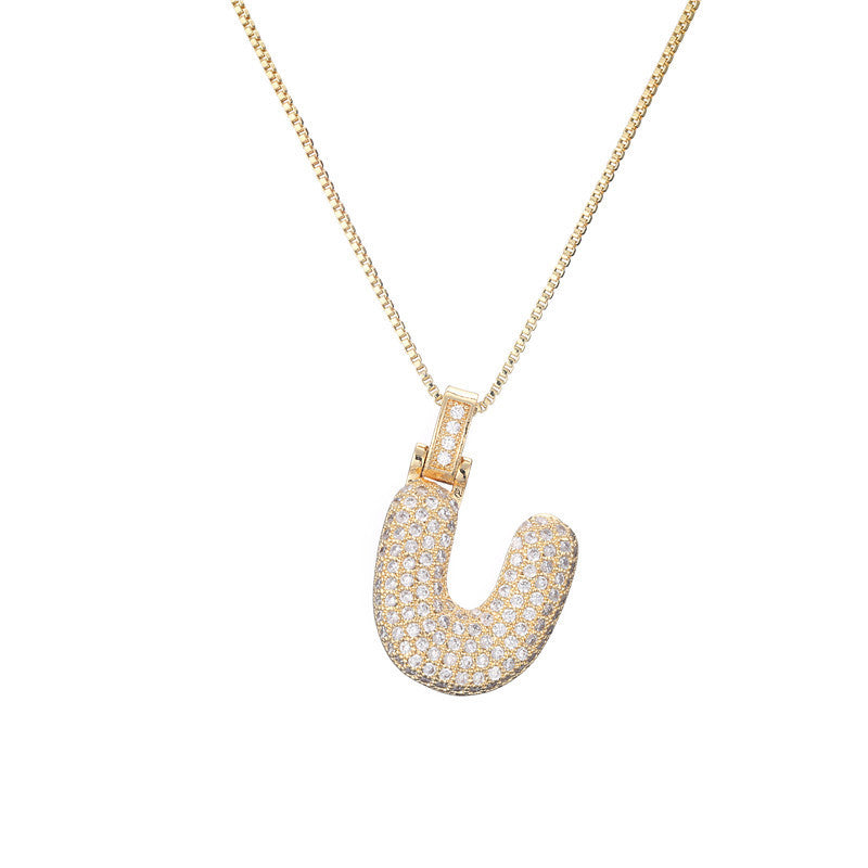 Halskette mit Pavé-Bubble-Initiale